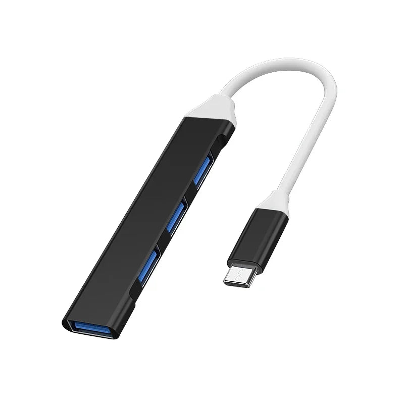 4-in-1 USB C Hub 3.0 Adapter High Speed Transmission USB Docking Station Multi Function Wire Divider For PC Computer Notebook Qme Black Type C