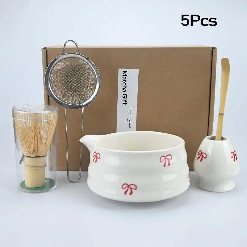 2 4 Matcha Whisk Bow Japanese Tea Includes Sets Bowl Spout Qme 5Pcs