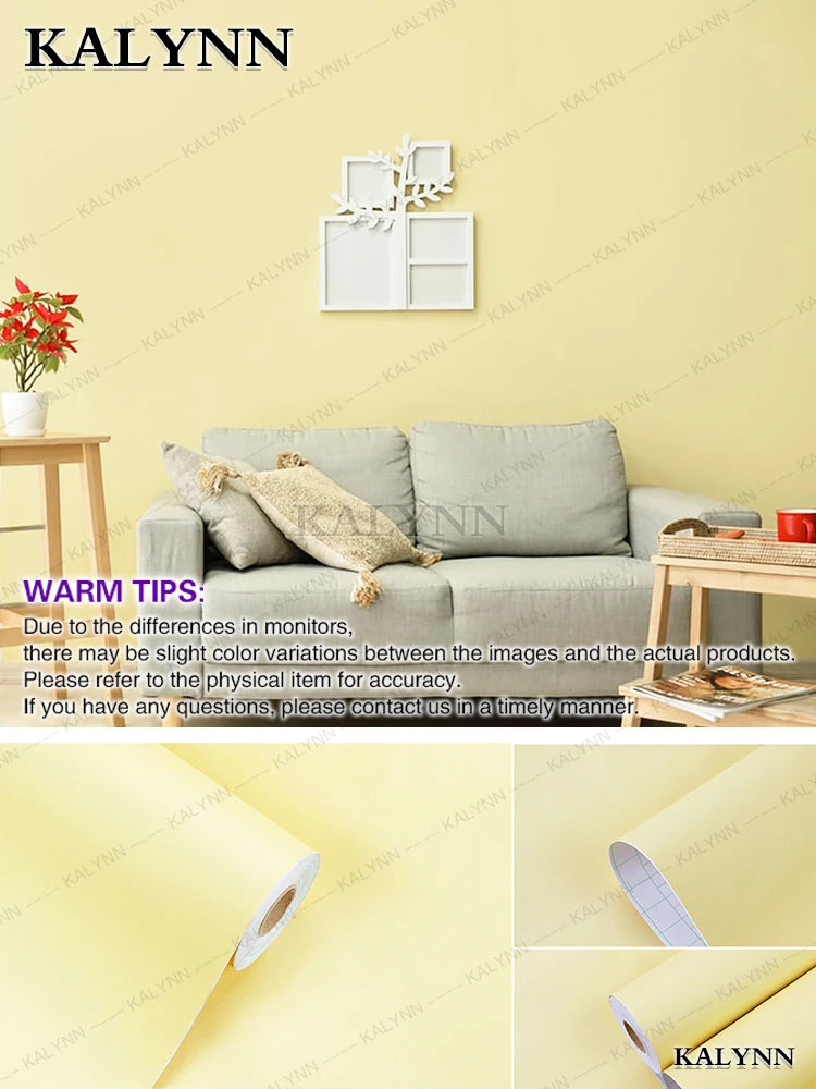 Yellow Peel Stick Wallpaper Vinyl Removable Wall Paper Self-adhesive