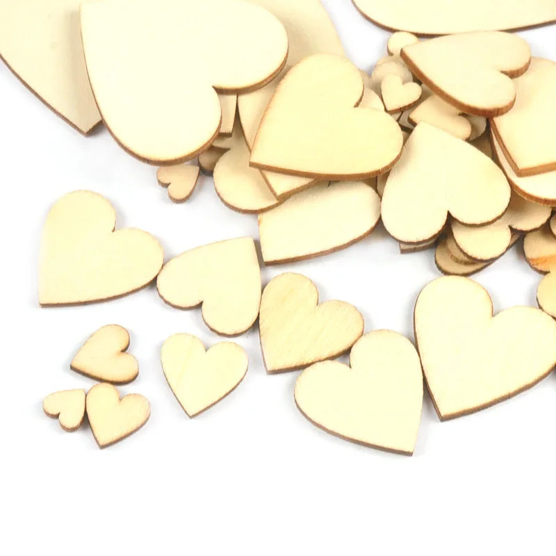 10-80mm Mixed Heart Shape Natural Wood Slices DIY Wedding Crafts Embellishment Handmade Accessories Wooden Home Decor M1981 Qme