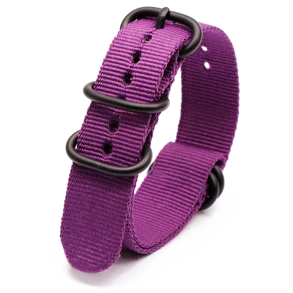 Army Sports Nylon Watch Band Black Ring Buckle Wristband Accessories