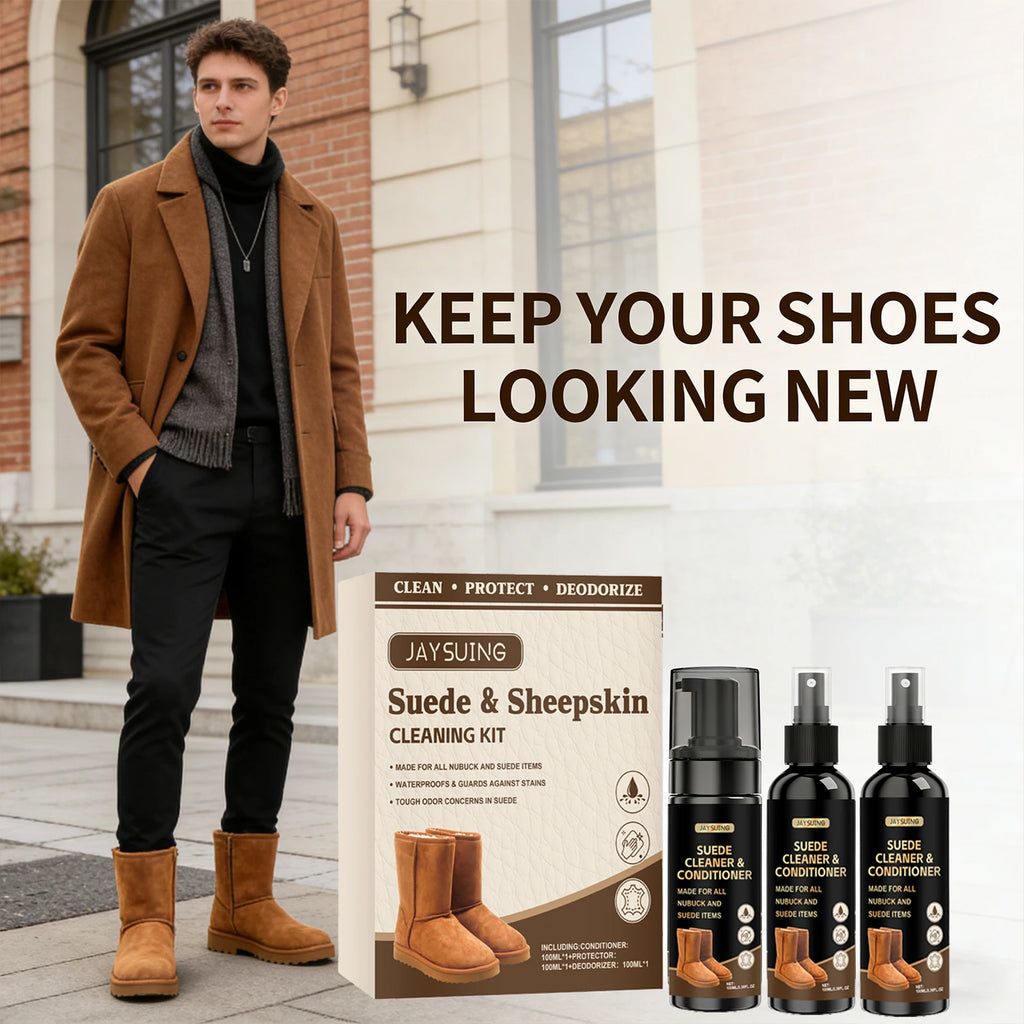 Suede & Sheepskin Cleaning Kit Remove Stubborn Stain Eliminate Odor Decontamination Made for All Nubuck Waterproof Shoe Care Set Qme