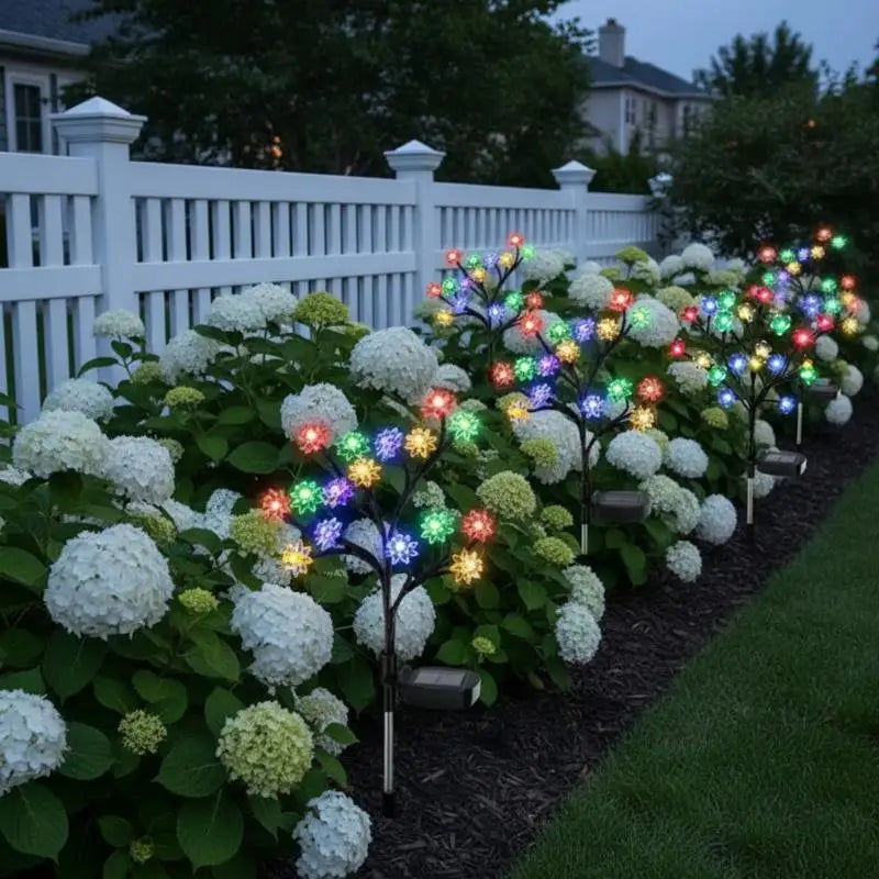 20 Leds Solar Cherry Blossom Lotus Lights Garden Light Outdoor Lawn Qme