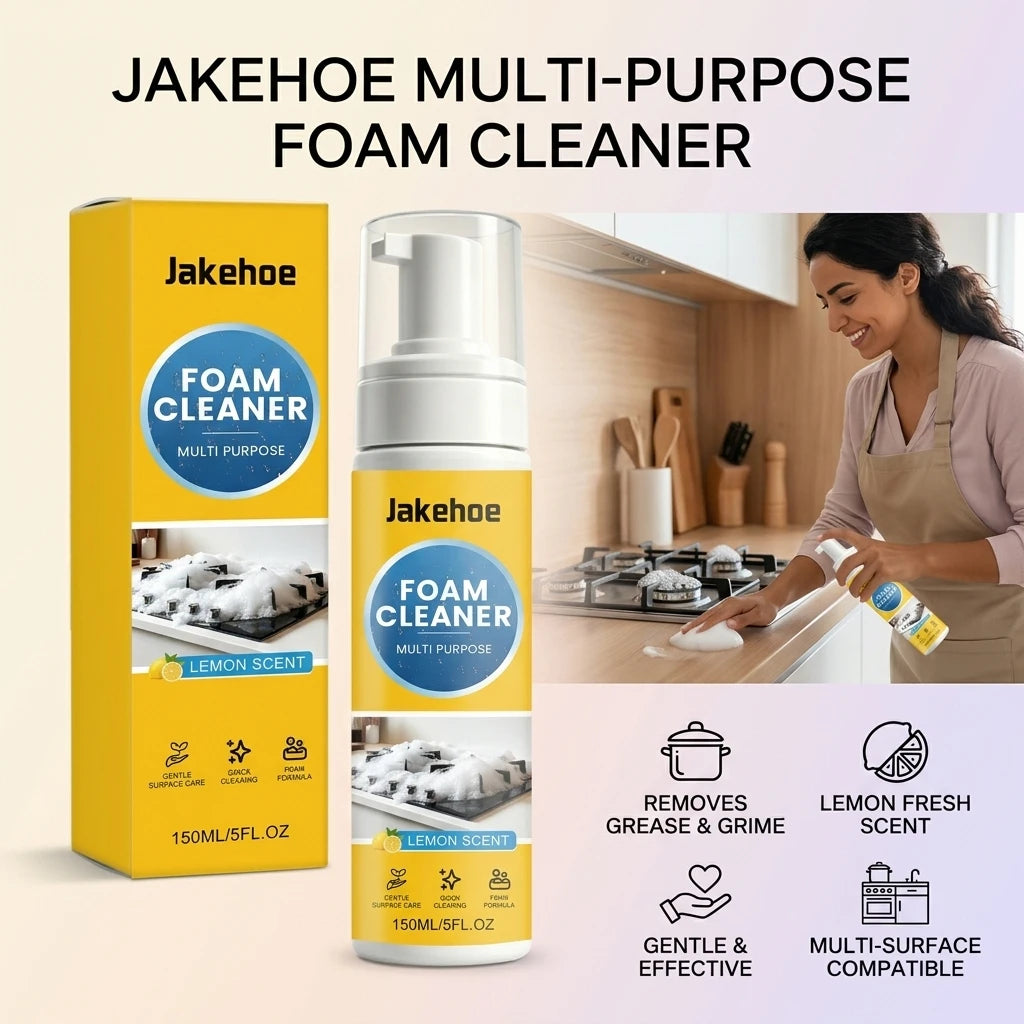 Multi-purpose Foam Cleaning Spray Dissolving Grease Grime Eliminate Musty & Greasy Odors Lemon Scent Powerful Foaming Degreaser Qme