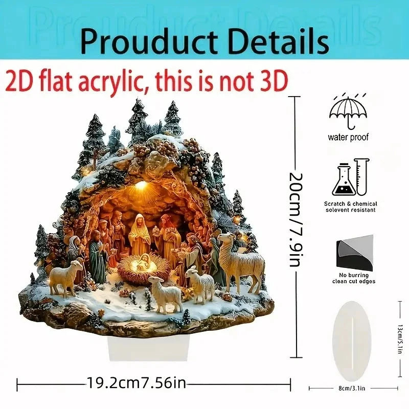 2D Elegant Acrylic Christmas Decoration Snowhouse & Reindeer Scene Home Office Ornaments Festive Warm Party Gift Photo Props Qme B