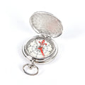 Pocket Watch Flip Compass Portable Hiking Navigation Keychain Qme Silver