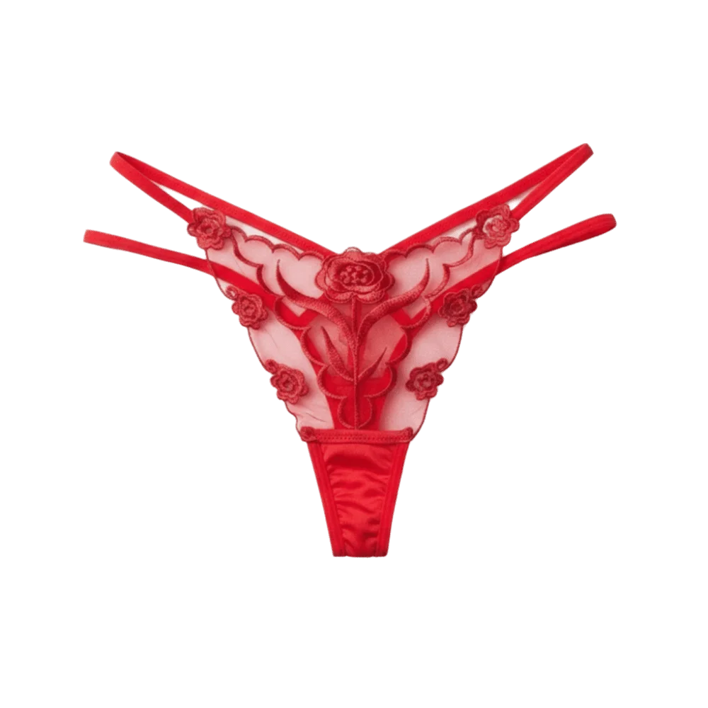 Fashion T-back Women Panties Seamless Transparent Mesh Thongs Thin Qme Red 2XL 1pc