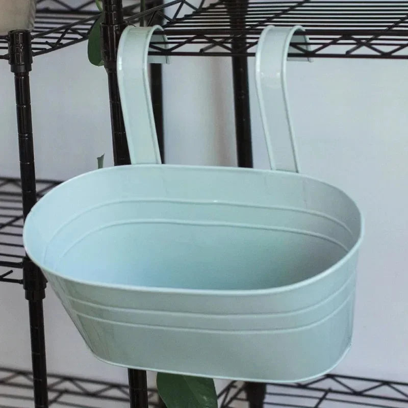 Colorful Hanging Flower Pot Detachable Double Hook Fence Plant Qme