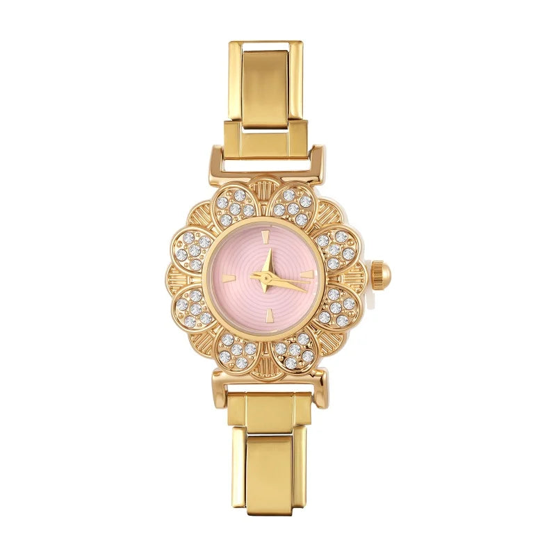 Fashion Women's Stainless Steel Round Shiny Zircon Watch DIY Width