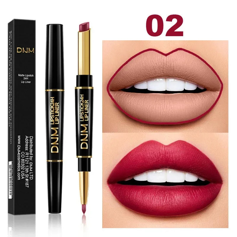 12 Colors 2 In1 Long-lasting Lip Liner Matte Lipsticks Portable Lip Pencil Waterproof Moisturizing Lip Makeup Contour Cosmetics Qme 02