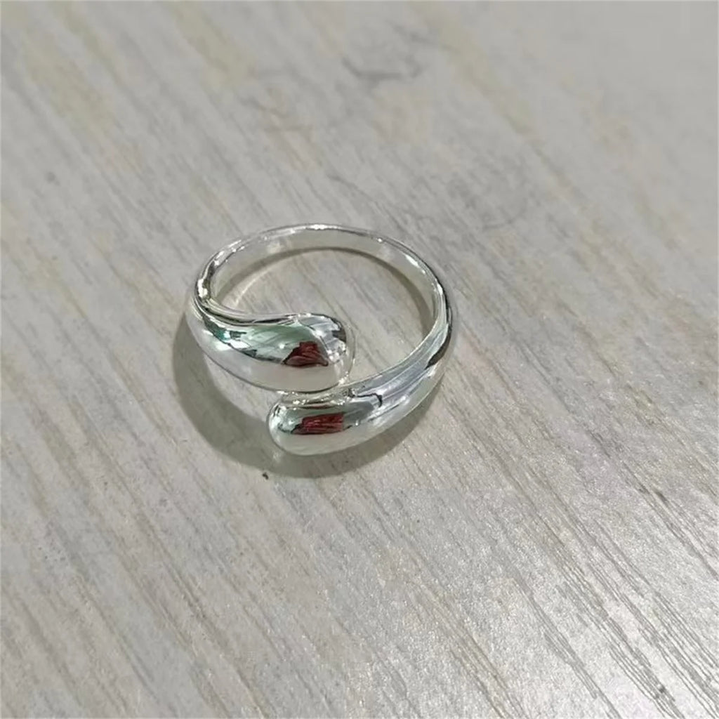 Fashion Simple Wave Ring Stainless Steel Women‘s Vintage Geometric Line Finger Rings Wedding Jewelry Gift for Lover Couple New Qme 2 resizable