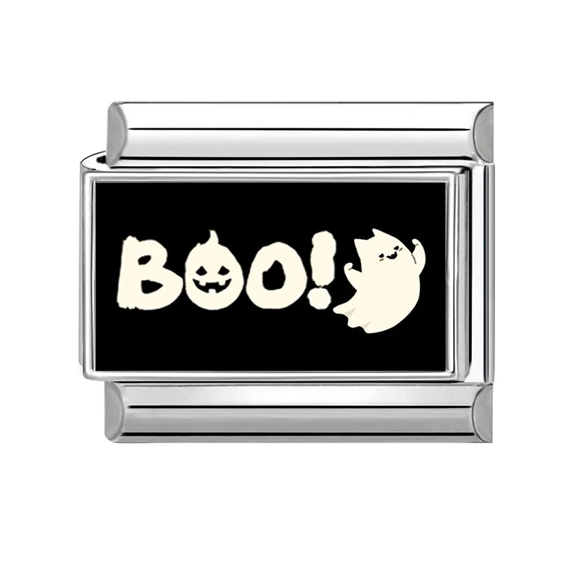 2026 Women Men Colored Star Ghost Cats Halloween Charms Italian Links