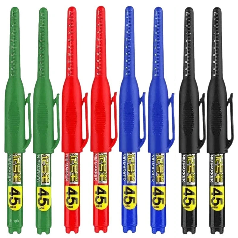 1- Waterproof Deep Hole Marker Pens Long Nib Head Carpenter Pen Black