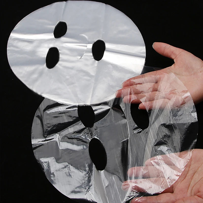 Disposable Face Plastic Film Full Face Cleaner Mask Neck Stickers Paper Transparent PE Masks Wrap Facial Beauty Healthy Tool Qme