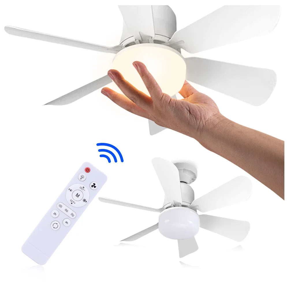 Modern Ceiling Fan with LED Light Remote Control Small Ceiling Fan with Lights Remote Control for Bedroom Kitchen Living Room Qme