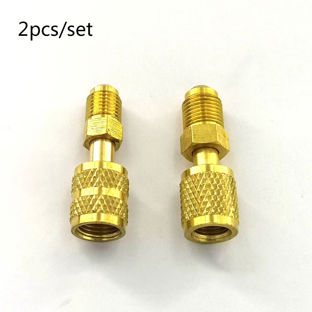 2PCS Vacuum Pump Brass R410a Adapter 5/16 SAE F Quick Couplers To 1/4 SAE for Air Conditioning Adapter Quick Coupling Tools Qme