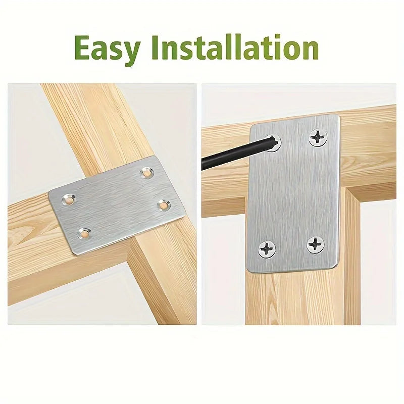 Flat support piece, straight type, fixed-angle support with screws, suitable for furniture, wood products, shelves, cabinets Qme