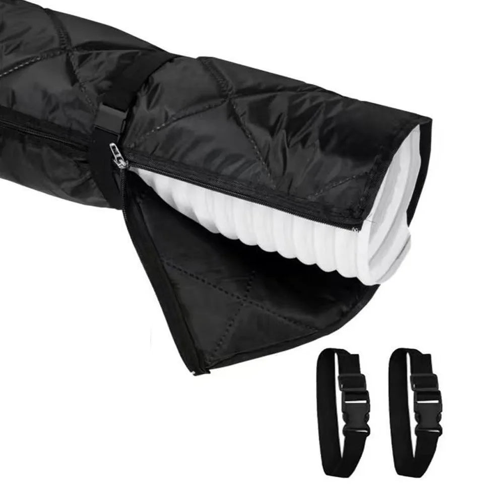 New Universal Straps Air Conditioner Hose Waterproof Cover with 2 Buckle Straps Hose Insulation Cover Heat Insulation Protective Qme Black Zipper