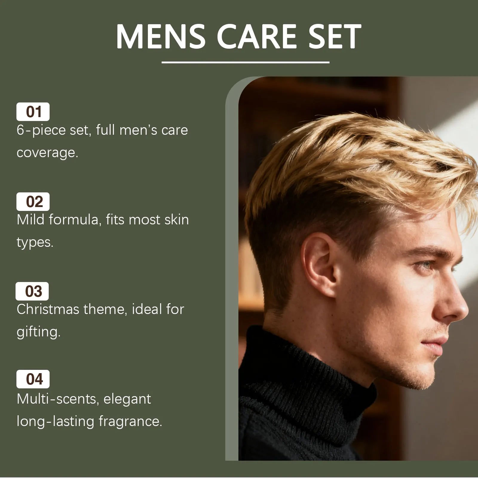 Men's Personal Care Set Beard Shampoo & Balm Set Body Wash Hand Balm Christmas Gift Set for Men Nourishing Skin Care Box Set Qme