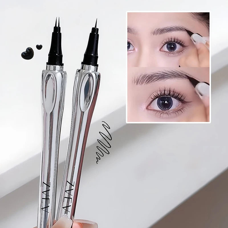 Ultra-fine 2 Point Silver Eyebrow Pen Liquid Wild Eyebrow Tattoo Waterproof 2 Fork Silkworm Brow Pen Easy To Grip Eye Makeup Qme