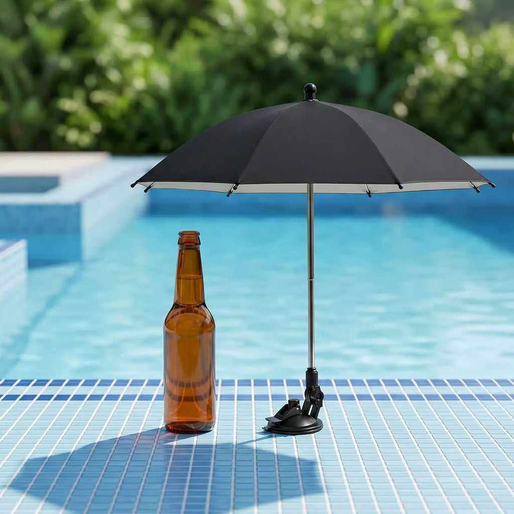Table Top Umbrella Portable Adjustable Suction Cup Base Sun Protection Mini Drink Umbrella With Base for Terrace Beach Trip Qme