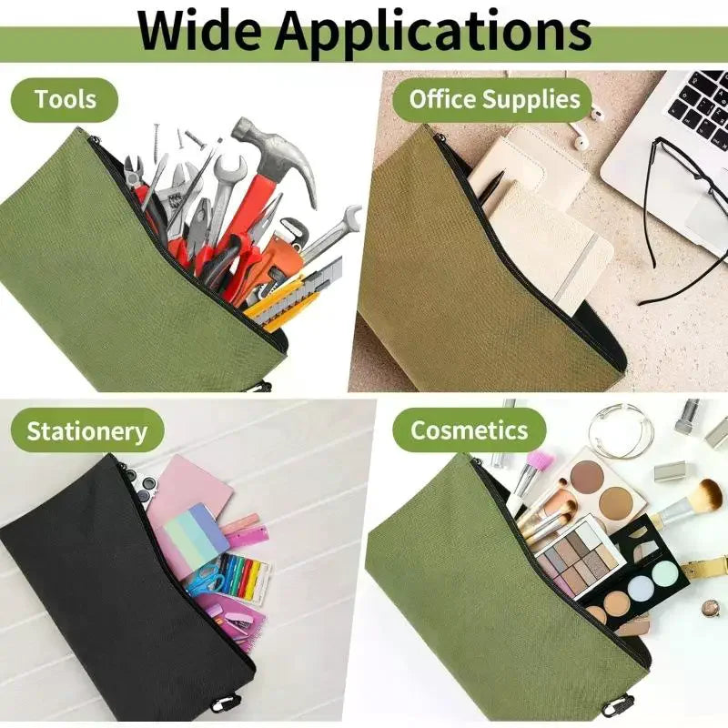 Multipurpose Storage Tool Pouches Premium Tool Bag With Zipper And Carabiner For Camping Woodworking Electrician Gardening Qme