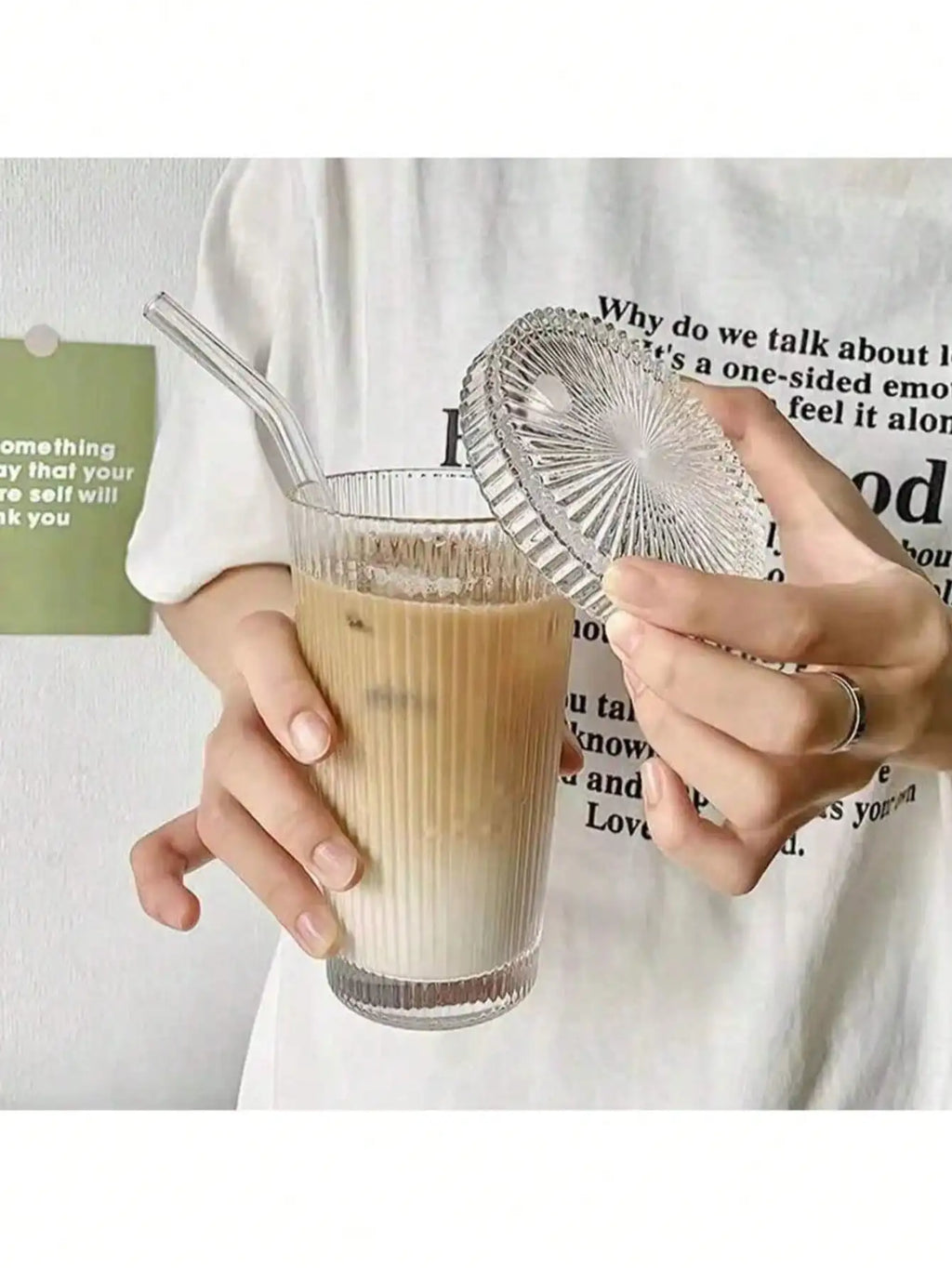 Striped Pattern Water Cup High-value Cold Drink Iced Coffee Simple Qme
