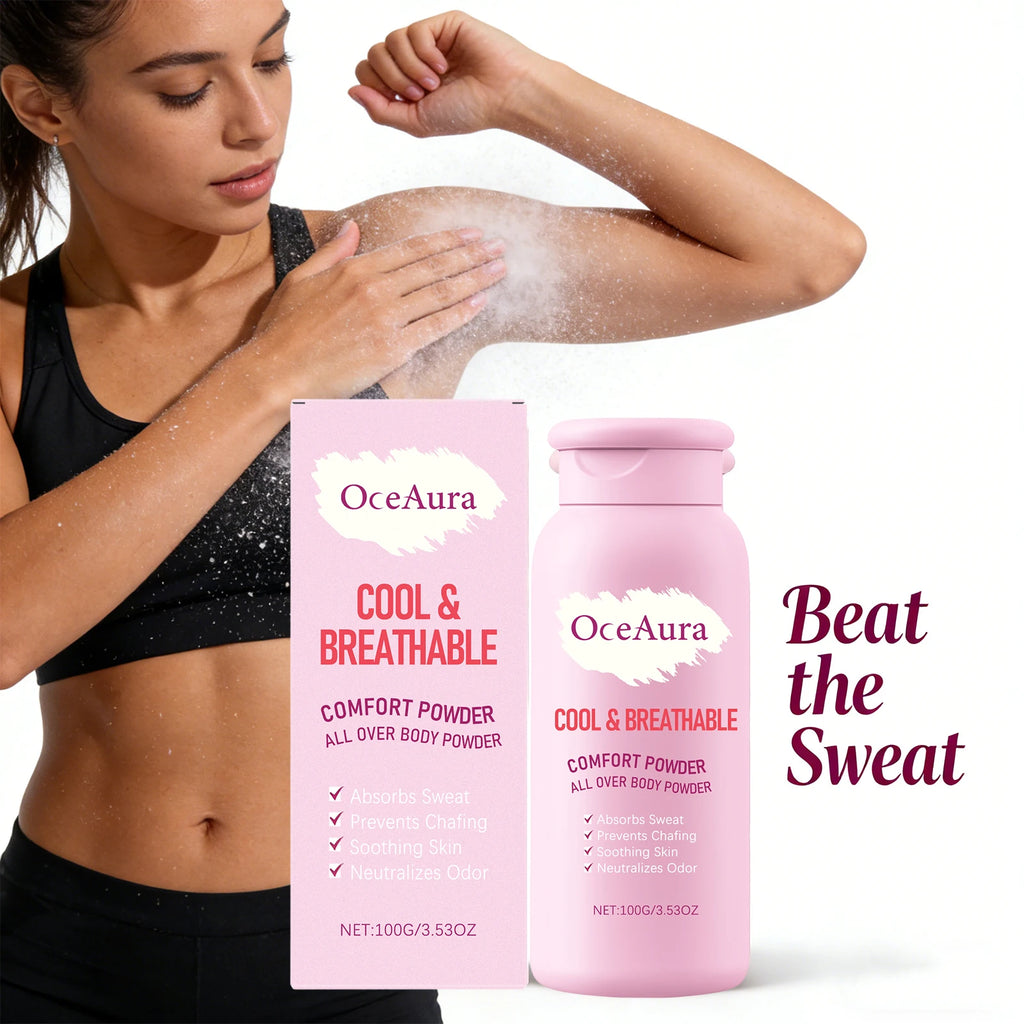 Talcum Powder Absorb Sweat Fast-Acting Remove Odor Oil Control Smoothing Skin Moisture Refreshing Body Comfort Loose Powder 100g Qme