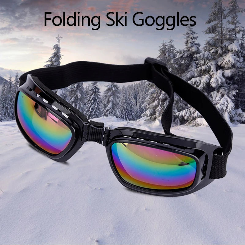 Foldable Vintage Motorcycle Glasses Polarized Outdoor Cycling Sunglasses Ski Goggles Windproof Dustproof UV Protection Glasses Qme
