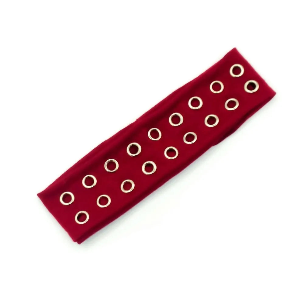 Stretchy Punk Headwrap Eyelets Metal Steampunk Hollowed Out Headband Qme Style 6
