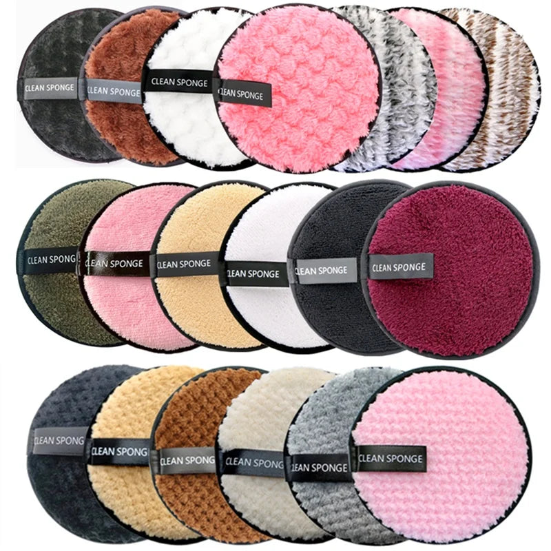 Reusable Makeup Remover Cotton Wipes Microfiber Sponge Cleaning Tool Qme Mix color 5 pcs