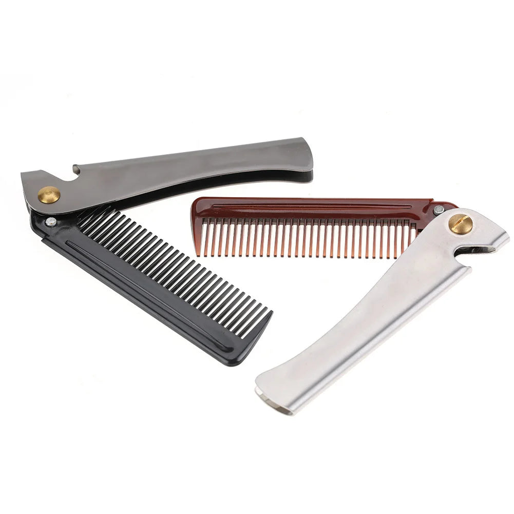 Folding Beard Comb Moustache Comb Beard Comb Folding Moustache Shaping Comb Stainless Steel Round Comb Teeth Beard Comb Qme