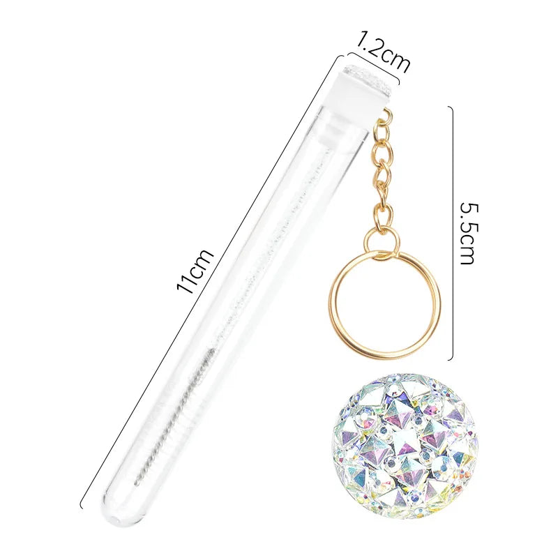 Reusable Eyelash Brush Tubes Gold Keychain Sparkling Lash Mascara Qme 5PCS-White CN