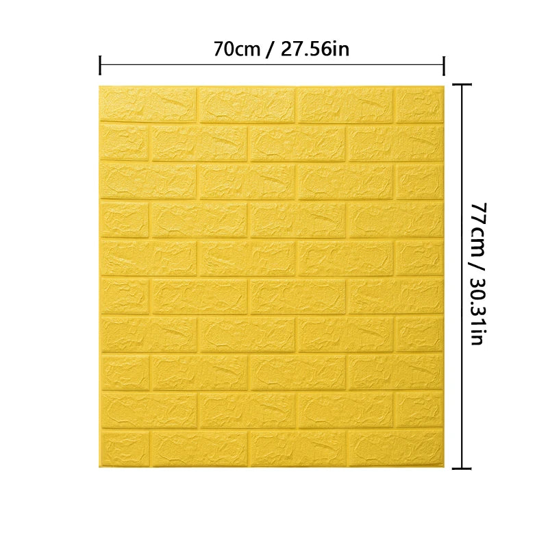 1-10pcs 77cm*70cm 3DWall Sticker Solid Color Faux Brick Bedroom Home Decor Waterproof Self Adhesive DIY Living Room Wallpaper Qme yellow 5pcs-77cmX70cm