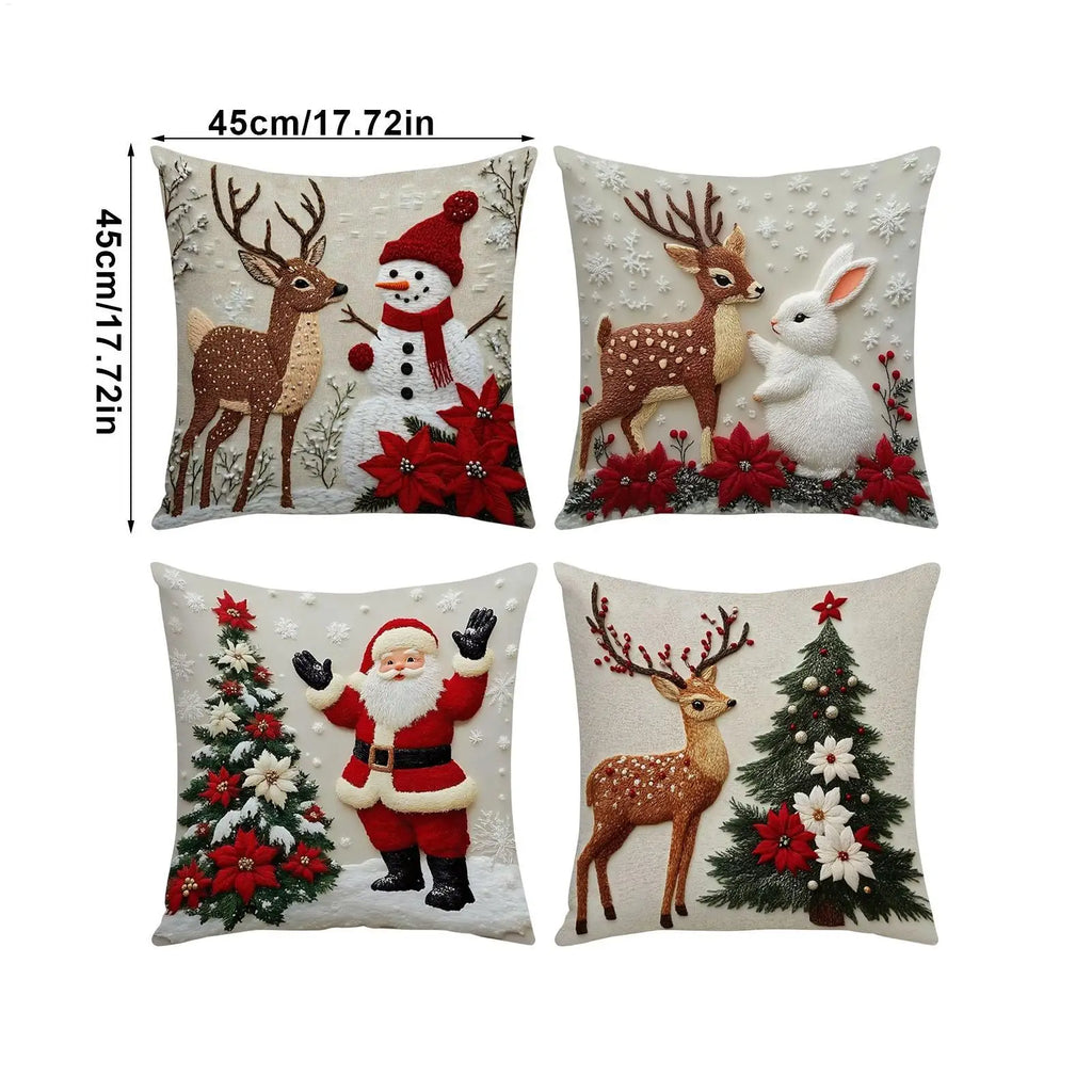 Christmas Pillow Covers Soft Cushion Case Holiday Decor Couch Sofa Qme