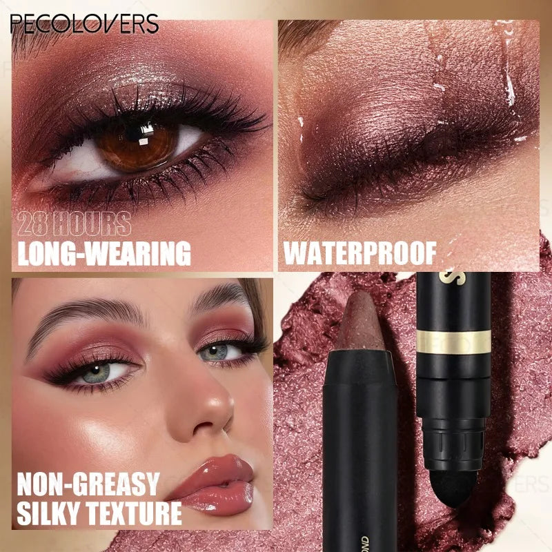 Double-head Highlighter Eyeshadow Stick Soft Brush Brown Forest Green Qme