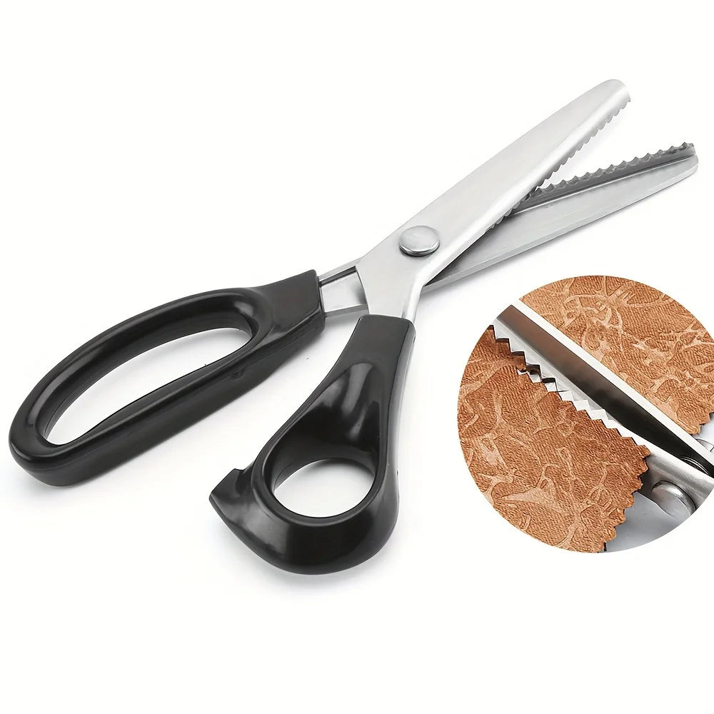 High-carbon Stainless Steel Zigzag Scissors -Sharp Triangle Teeth for Precise Cutting,Ideal for DIY Handiwork, Sewing, Tailoring Qme