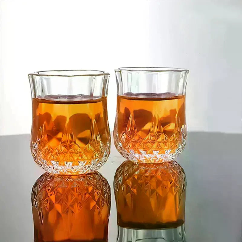 6Pcs 90ml Cup Diamond Cup Plastic European Retro Wine Cup One Mouth Cup Creative Vertical Pattern Cup Qme