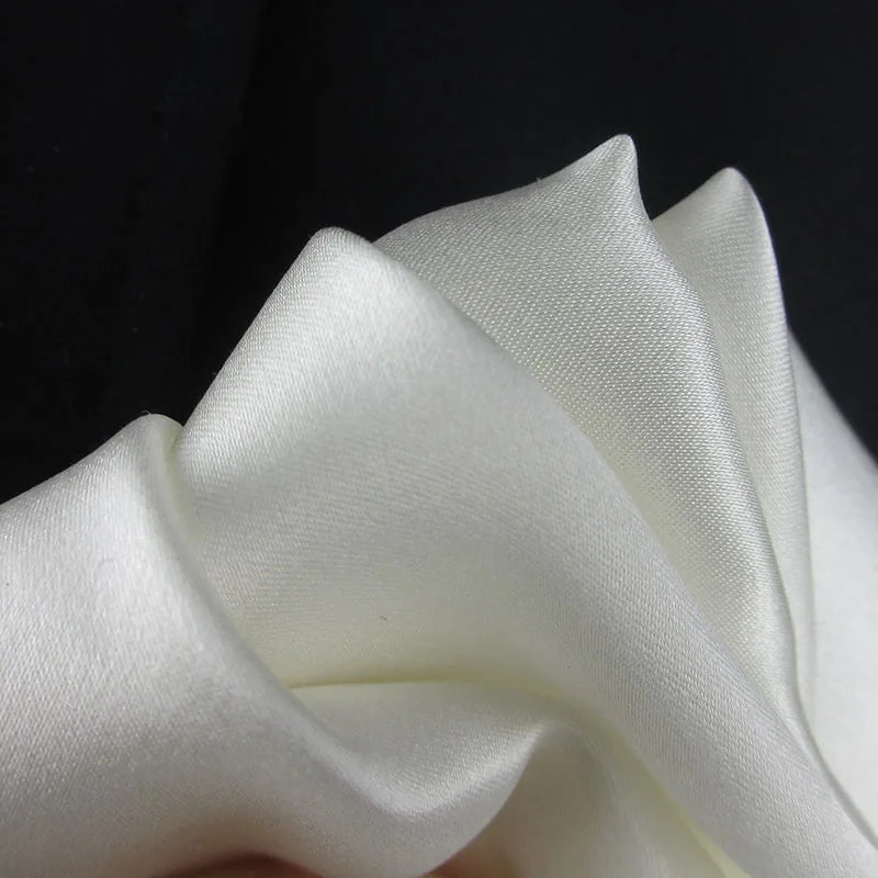 Classic Solid White Brown Pocket Square Gentleman Elegant Silk Qme color1