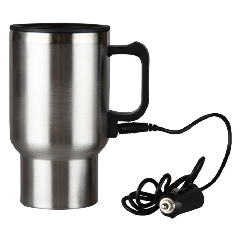 450ml Electric In-car Travel Heating Cup Stainless Steel Car Heated Mug 12V Heated Mug for Hot Water Tea Coffee Making Qme