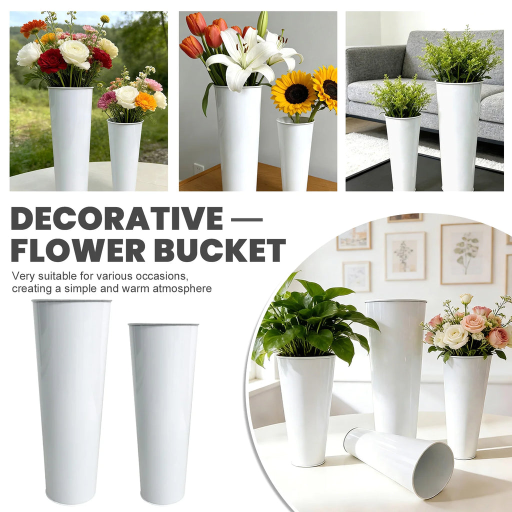 1pcs Flower Galvanized Bucket Watergrass Cultivation Flower Arrangement Bucket Retro Home Shop Decor Flower Bucket Qme