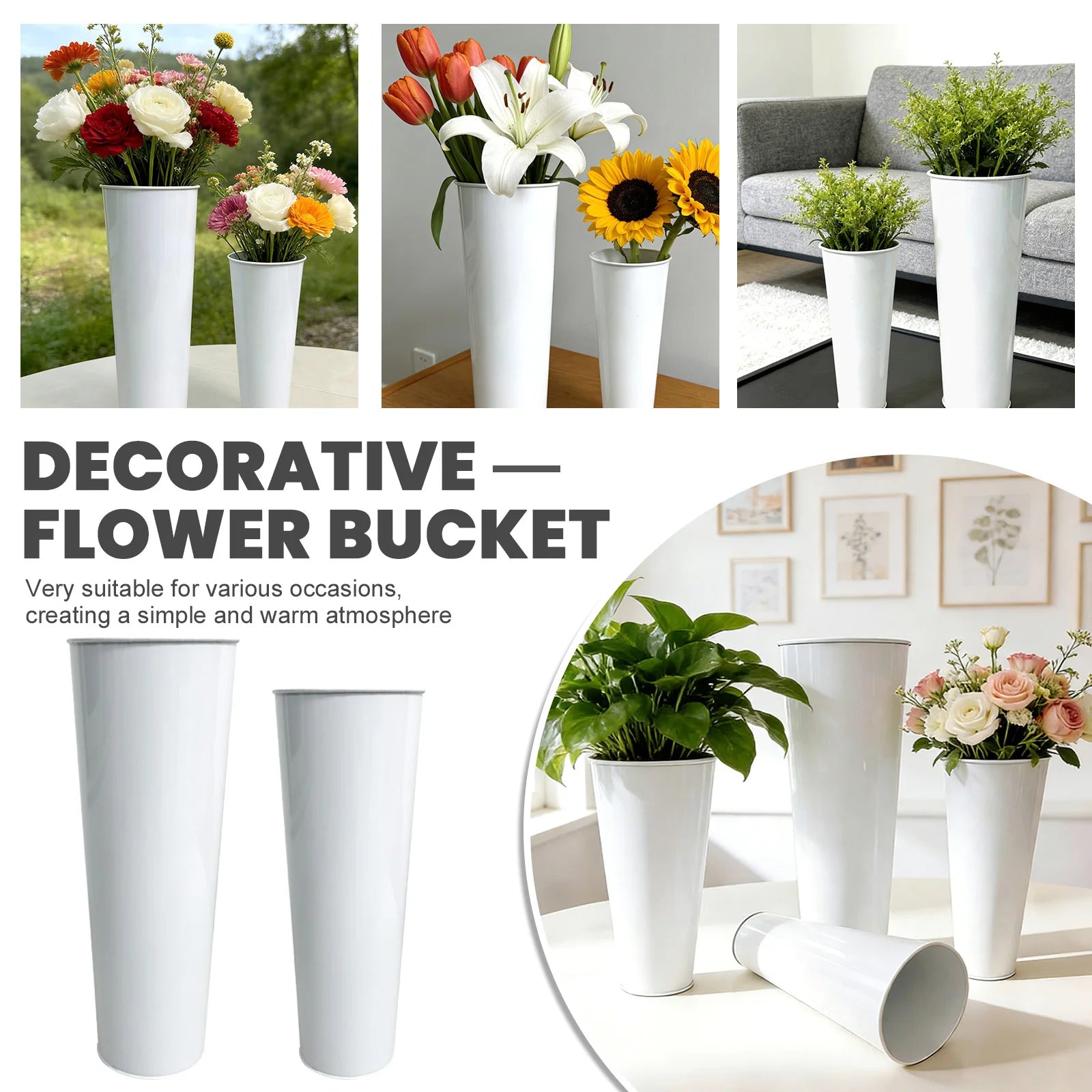 1pcs Flower Galvanized Bucket Watergrass Cultivation Flower Arrangement Bucket Retro Home Shop Decor Flower Bucket Qme