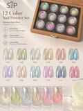 12-Color Fresh Magic Mirror Nail Powder Cards Storage Box DIY Art Qme 01