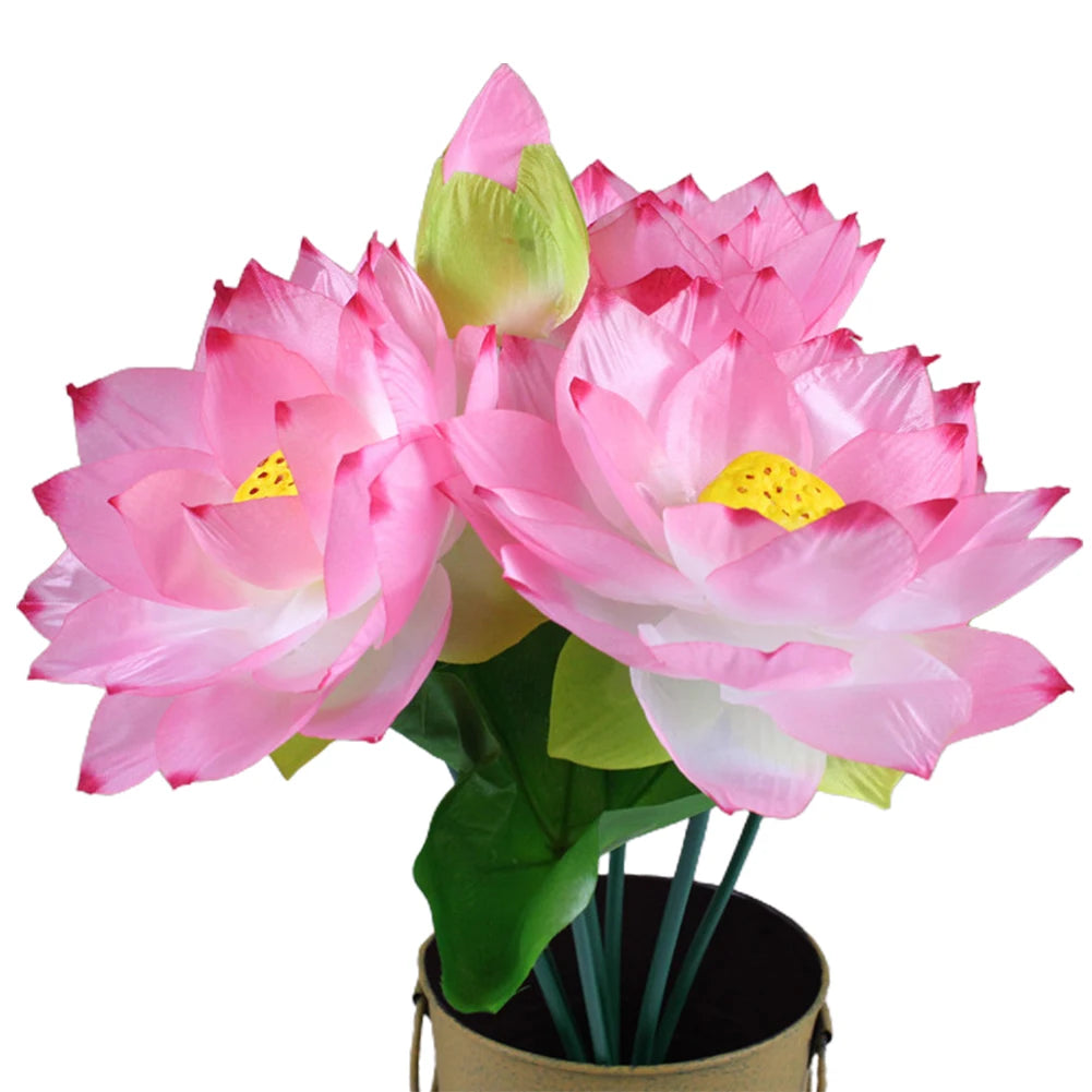 Artificial Flower 1pcs Arrangement Decoration Fake For Wedding Garden Home Lotus Party Plastic Simulation Stalks Qme Pink