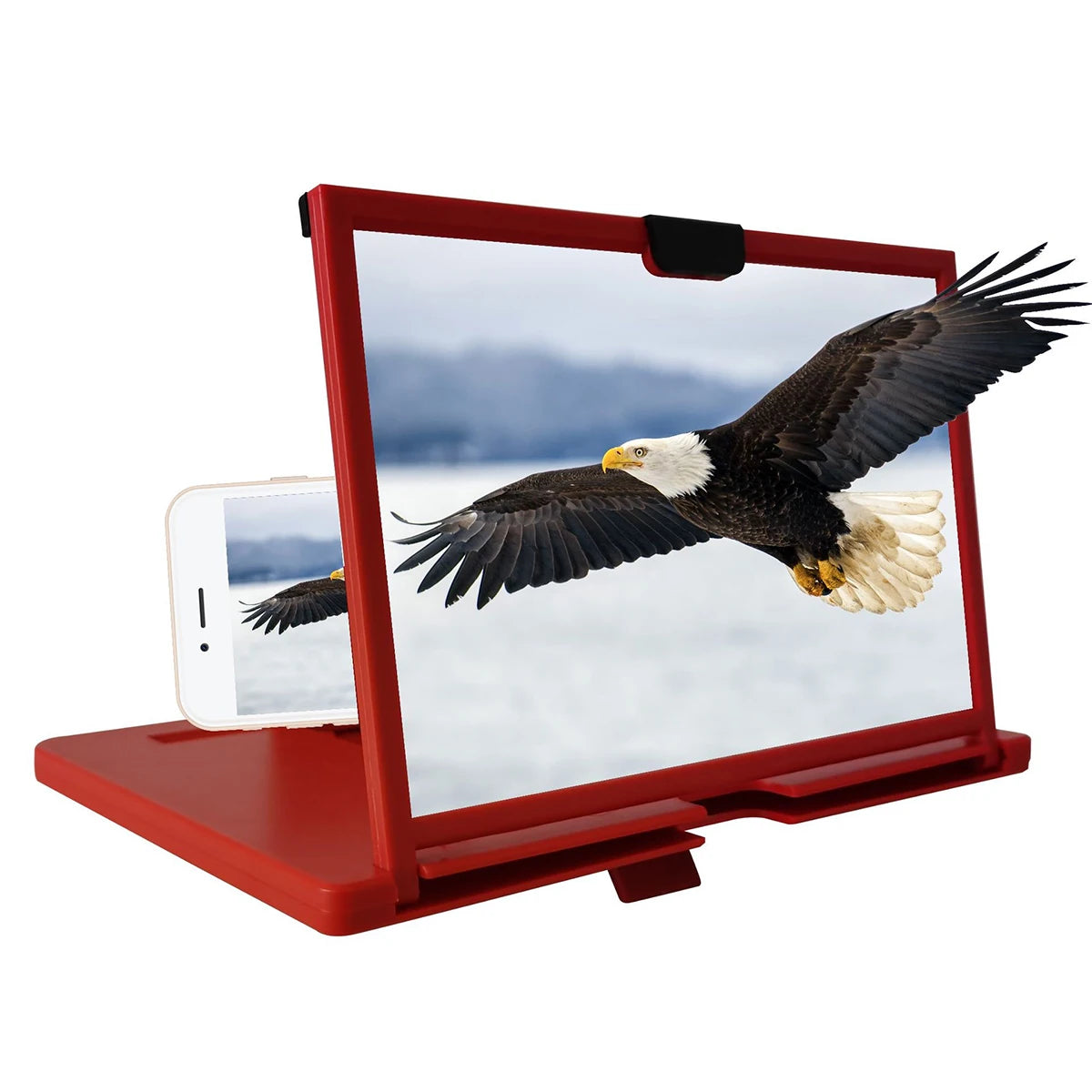 HD Mobile Phone Screen Amplifier Foldable Stand 10 12-inch Desktop Qme RED