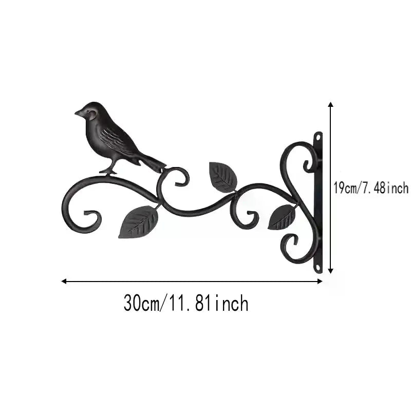 Wrought Iron Hanging Plant Brackets With Decorative Bird And Leaf Design Perfect For Outdoor Patio Balcony Garden Wall Use Qme