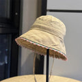 Fashion Lace Up Women Fisherman Hat Plaid Solid Color Summer Sun Hat Sun Protection Breathable Lace Flower Bucket Hat Camping Qme Khaki