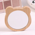 Hand-held Beauty Makeup Mirror Small Round Mirrors Simple Wooden Qme 4