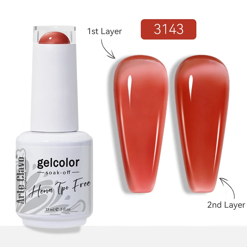 Arte Clavo Jelly Transparent Gel Nail Polish Summer Nude Pink Semi