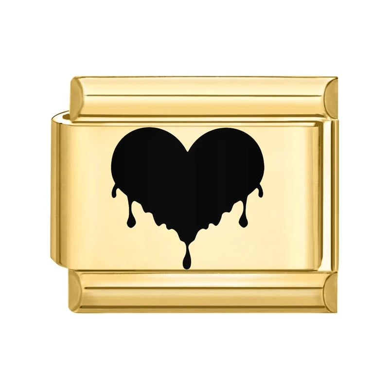 2025 New Gold Color Flower Heart Cute Cat Paws Sun Italian Charm Links Stainless Steel Fit 9mm Bracelet Jewelry DIY Making Gifts Qme Style 11